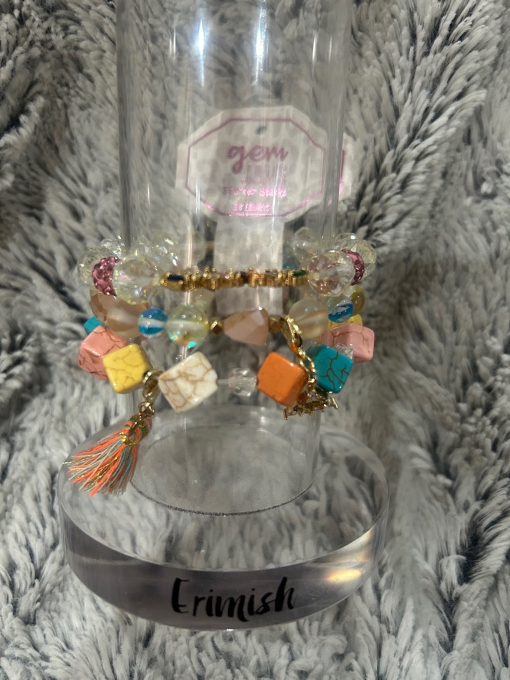 Erimish kids (gem jams) Colorful Beaded Tassel Bracelet Stack